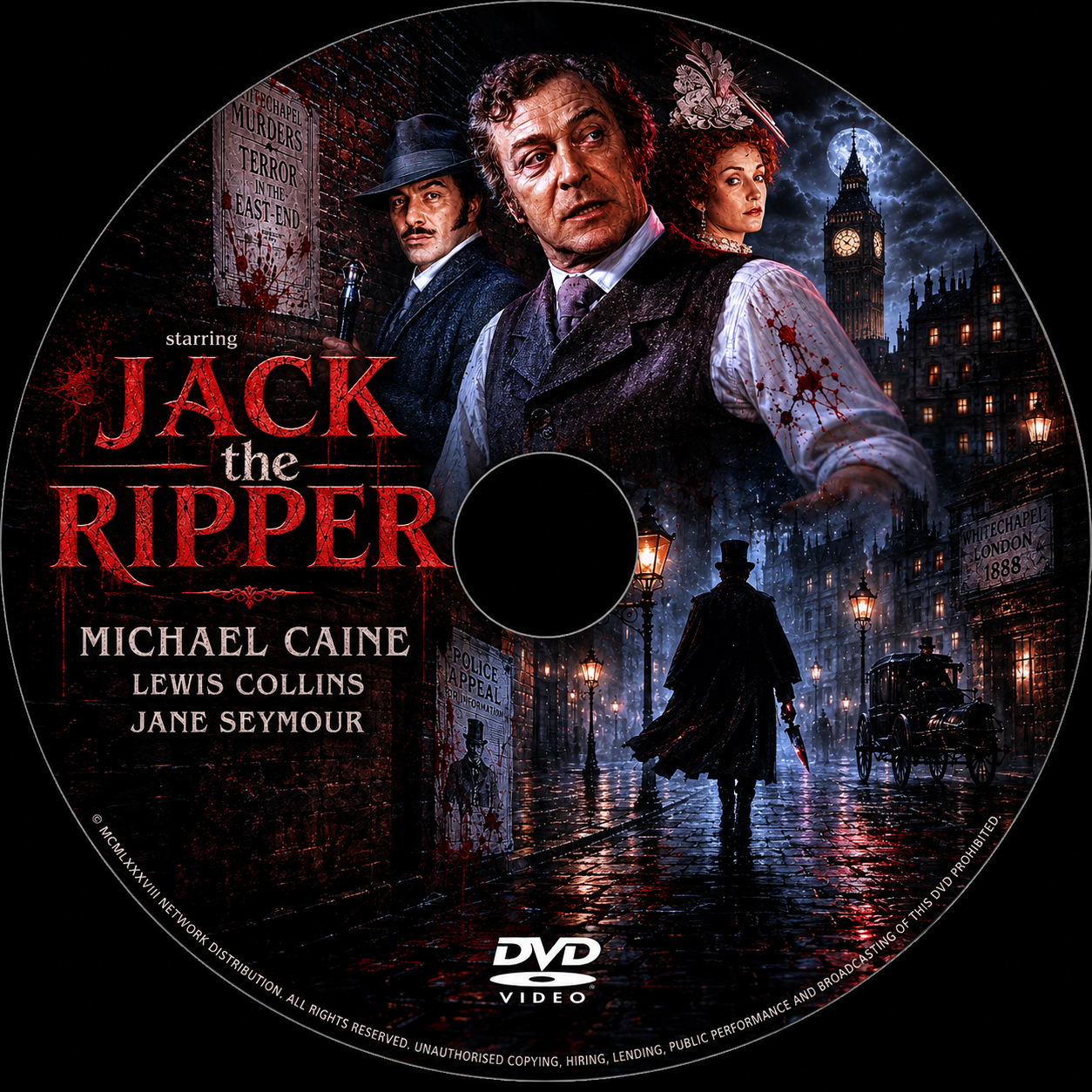 JACK THE RIPPER (1988) Michael Caine, Lewis Collins, Jane Seymour - VERY RARE DELETED TITLE ! - DVD NO CASE
