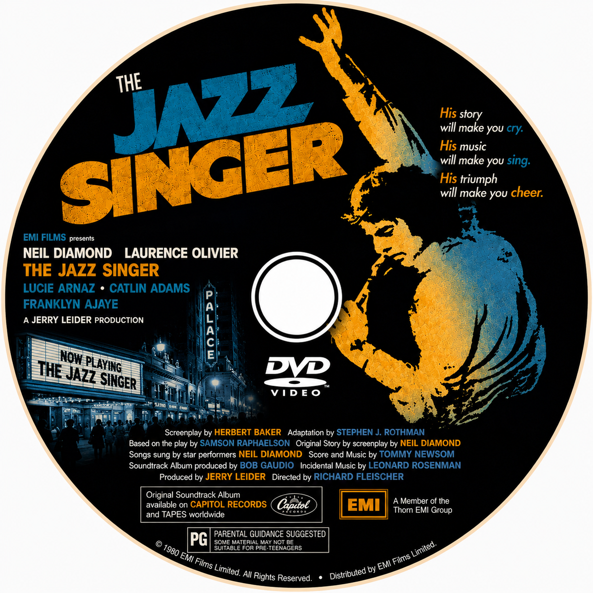 THE JAZZ SINGER (1980) - Starring - Neil Diamond, Leonard Rosenman, Richard Bennett - PUBLIC DOMAIN DVD ONLY NO CASE