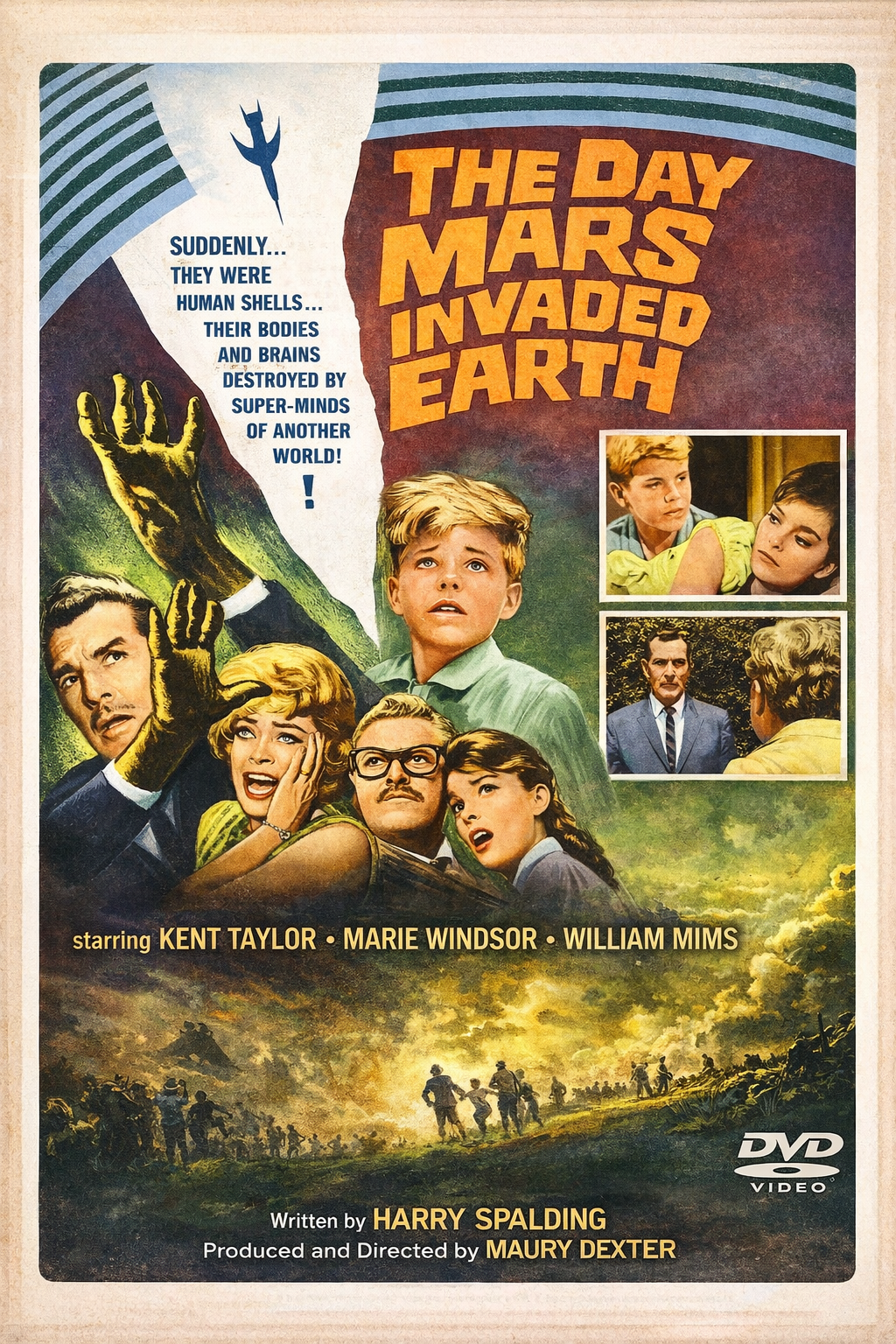 THE DAY MARS INVADED EARTH (1962) Kent Taylor,Marie Windsor,William Mims - Public Domain DVD NO CASE RARE !