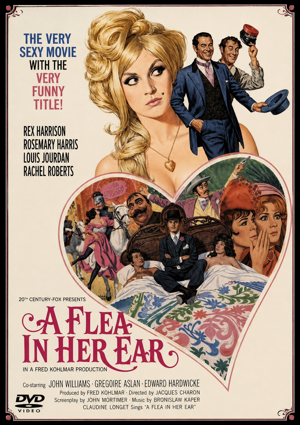 A FLEA IN HER EAR (1968) Rex Harrison,Rosemary Harris,Louis Jourdan,Rachel Roberts Public Domain DVD NO CASE