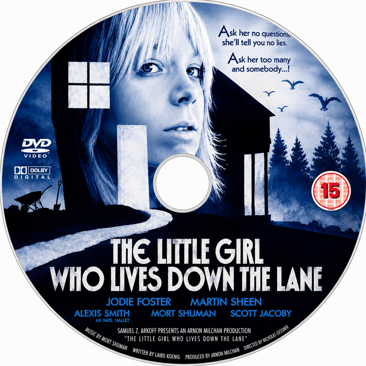 THE LITTLE GIRL WHO LIVES DOWN THE LANE (1976) Jodie Foster, Martin Sheen, Alexis Smith, Mort Shuman & Scott Jacoby - DVD NO CASE