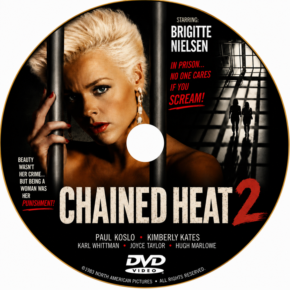 CHAINED HEAT 2 (1993) Brigitte Nielsen, Paul Koslo, Kimberley Kates - Public Domain Movie DVD NO CASE