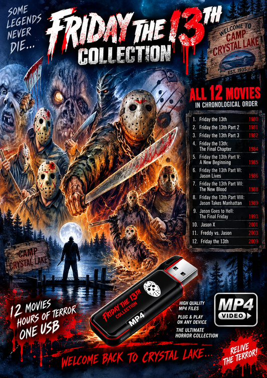 FRIDAY 13th - THE COMPLETE 12-MOVIE COLLECTION ON ONE USB