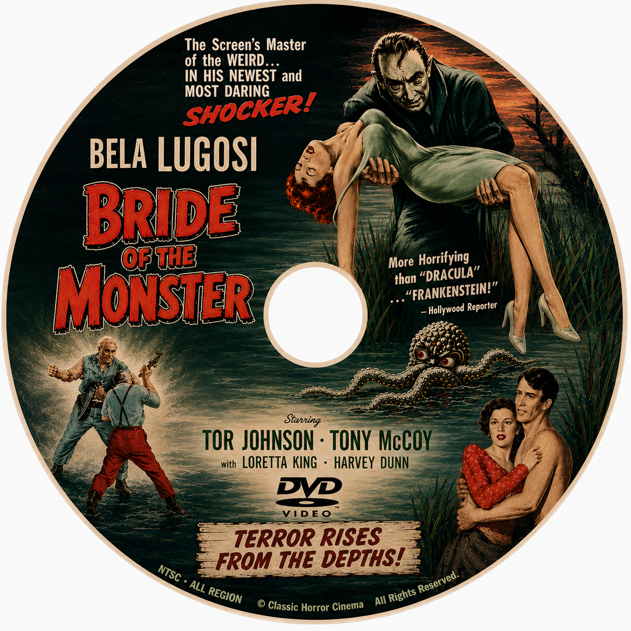 BRIDE OF THE MONSTER (1955) Bela Lugosi, Tor Johnson, Tony McCoy, Loretta King and Don Nagel - Public Domain Movie DVD NO CASE