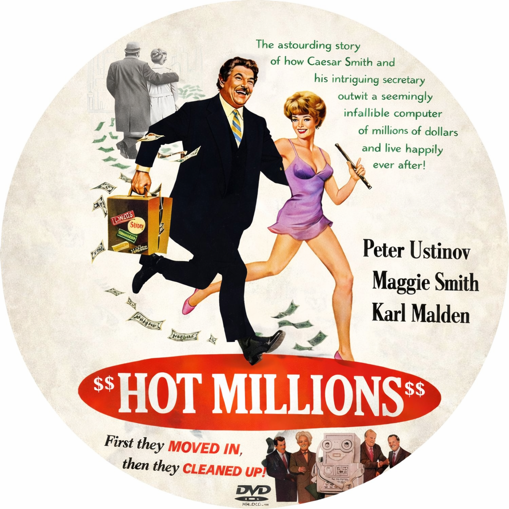 HOT MILLIONS (1968) Peter Ustinov,Maggie Smith - DVD - Public Domain DVD NO CASE