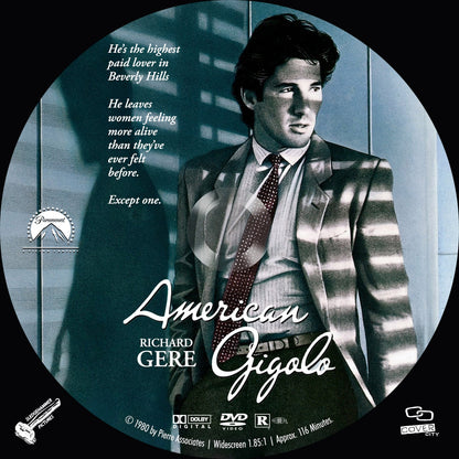 AMERICAN GIGILO (1980) Richard Gere • Lauren Hutton • Hector Elizondo • Nina van Pallandt • Bill Duke  - PUBLIC DOMAIN DVD ONLY NO CASE