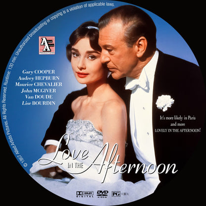 LOVE IN THE AFTERNOON (1957) Maurice Chevalier, Audrey Hepburn, Van Doude, John Mcgiver, Gary Cooper  - Public Domain Movie DVD NO CASE