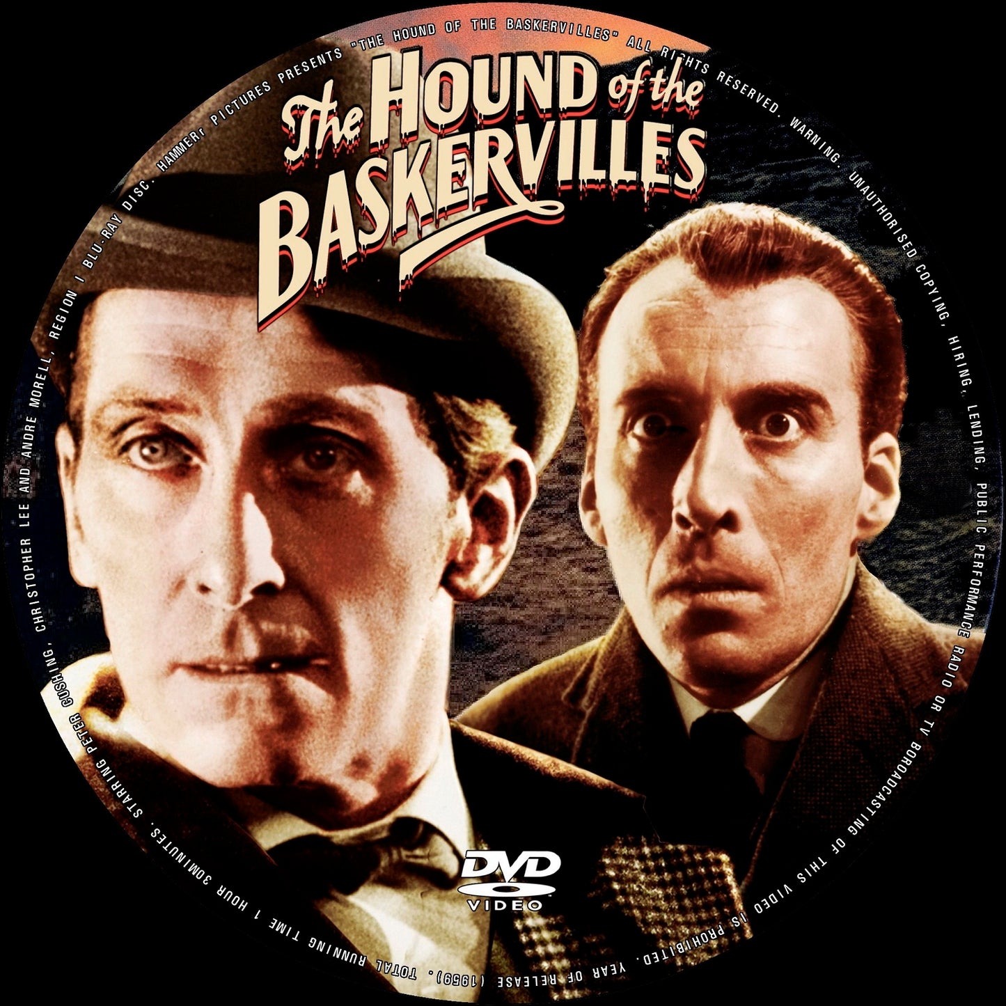 HOUND OF THE BASKERVILLES (1959) Peter Cushing,Christopher Lee,André Morell,Marla Landi,Francis De Wolff - RARE DELETED  DVD NO CASE
