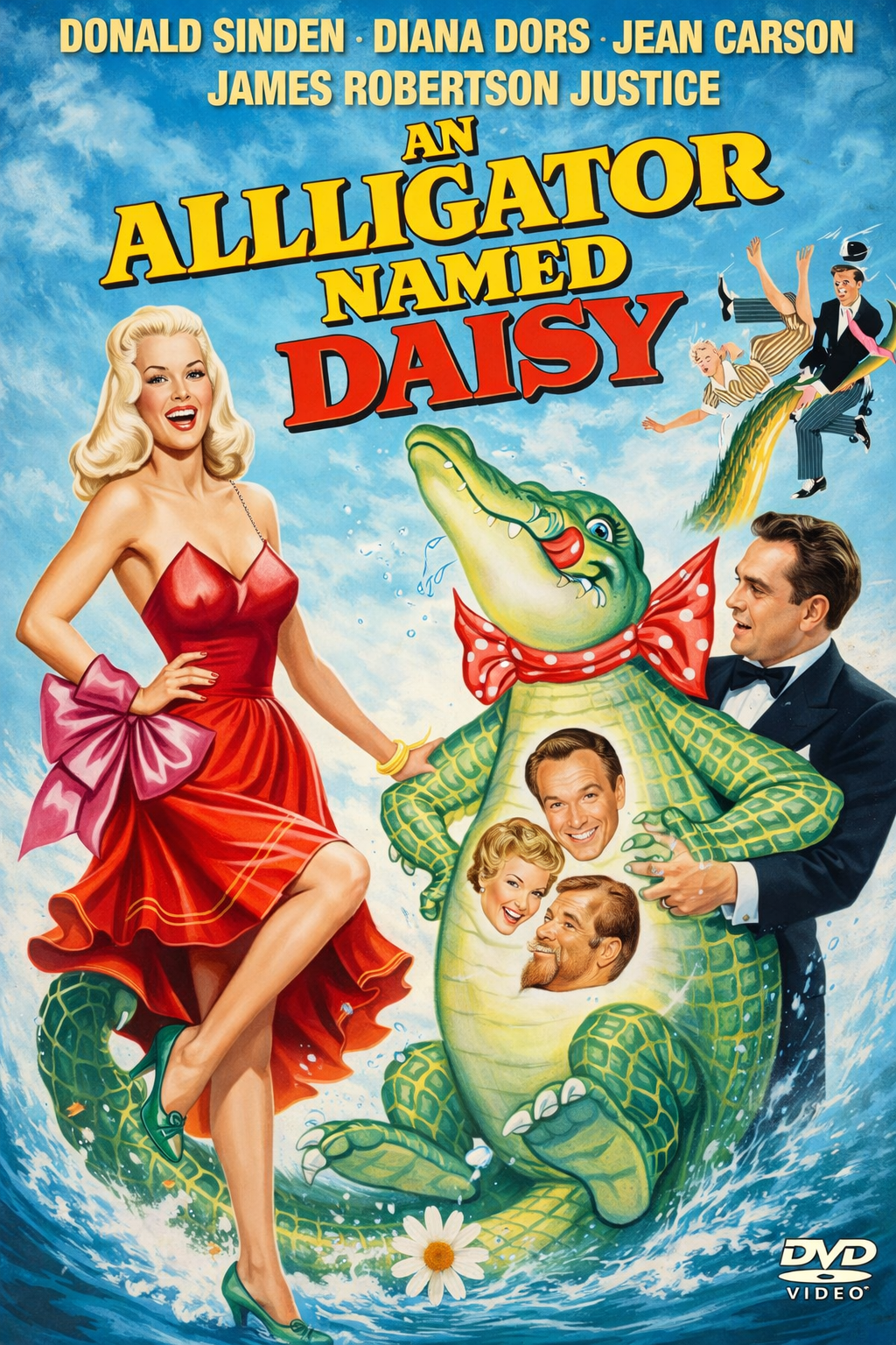 AN ALLIGATOR NAMED DAISY (1955) Donald Sinden,Jeannie Carson,James Robertson Justice,Diana Dors,Stanley Holloway - PUBLIC DOMAIN DVD ONLY NO CASE