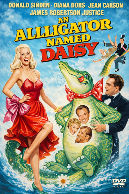 AN ALLIGATOR NAMED DAISY (1955) Donald Sinden,Jeannie Carson,James Robertson Justice,Diana Dors,Stanley Holloway - PUBLIC DOMAIN DVD ONLY NO CASE
