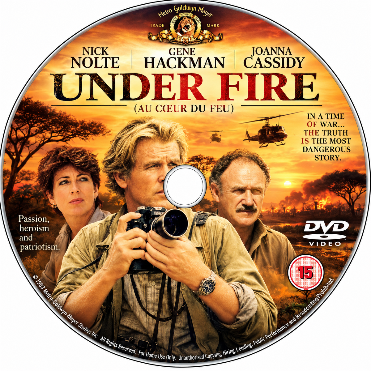 UNDER FIRE (1983) Nick Nolte • Gene Hackman • Joanna Cassidy Jean-Louis Trintignant • Ed Harris • Richard Masur • DVD NO CASE