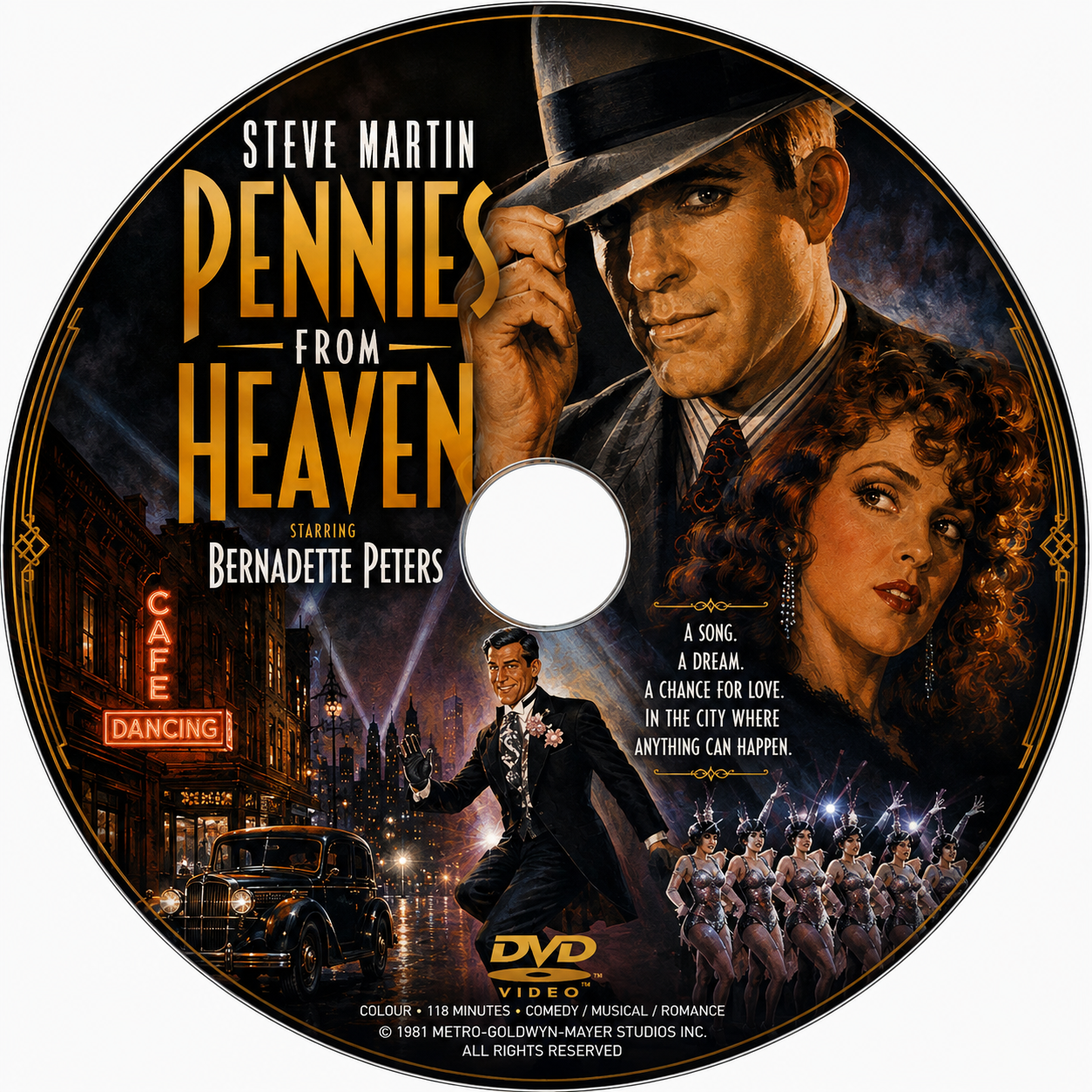 PENNIES FROM HEAVEN (1981) Steve Martin – Bernadette Peters – Jessica Harper – Christopher Walken  - Public Domain DVD NO CASE RARE !