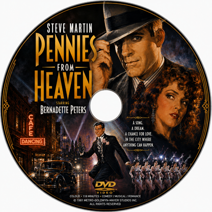 PENNIES FROM HEAVEN (1981) Steve Martin – Bernadette Peters – Jessica Harper – Christopher Walken  - Public Domain DVD NO CASE RARE !