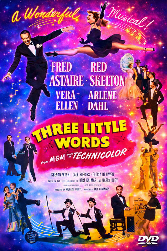 THREE LITTLE WORDS (1950) Fred Astaire, Red Skelton, Vera-Ellen, Arlene Dahl - Public Domain Movie DVD NO CASE