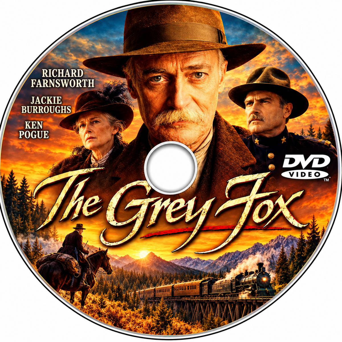 THE GREY FOX (1982) - Richard Farnsworth, Jackie Burroughs, Ken Pogue, Wayne Robson, Gary Reineke, Timothy Webber - PUBLIC DOMAIN DVD ONLY NO CASE