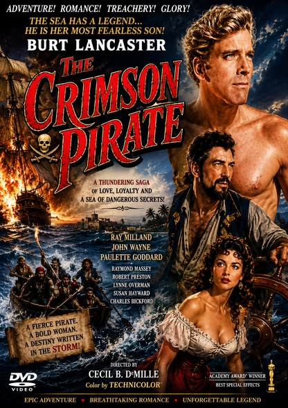 THE CRIMSON PIRATE (1952) Burt Lancaster, Nick Cravat, Eva Bartok, Leslie Bradley, Torin Thatcher, James - DVD NO CASE