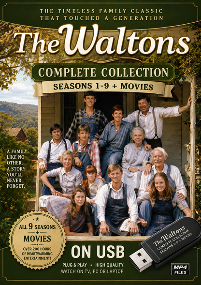 THE WALTONS COMPLETE COLLECTION - ALL 221 SHOWS + Movies -  ON ONE PLUG PLAY USB