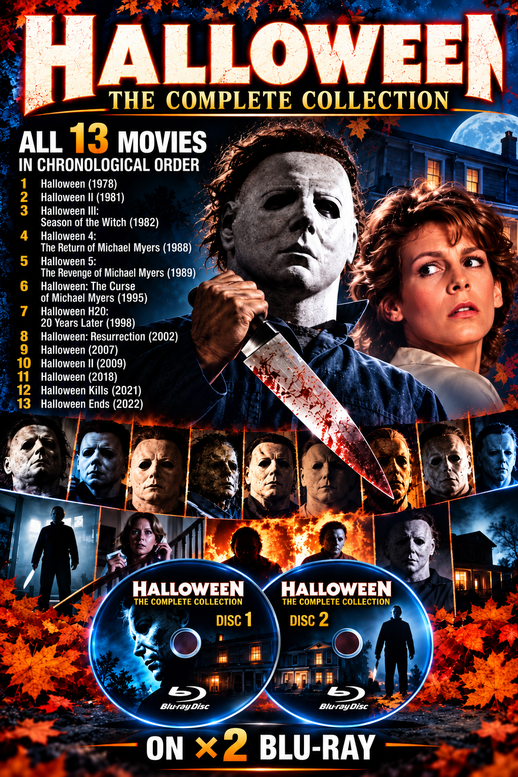 HALLOWEEN - THE COMPLETE 13 MOVIE COLLECTION 1978–2022 X 2 BLU-RAY