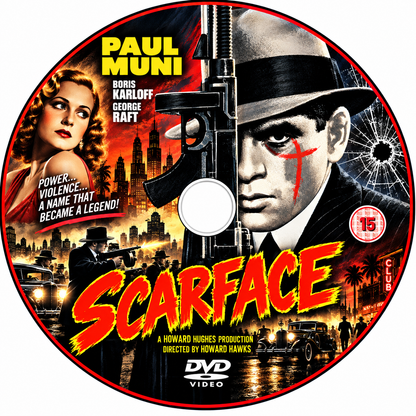 SCARFACE (1932)  Paul Muni, Ann Dvorak, George Raft, Karen Morley, Boris Karloff - Public Domain DVD NO CASE RARE !