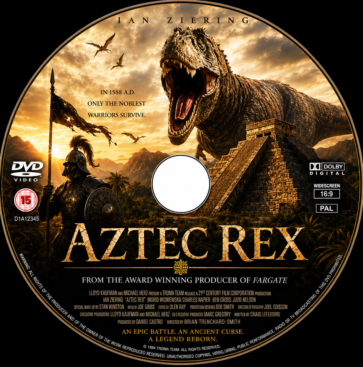 AZTEC REX (2008)  Ian Ziering, Marco Sanchez, Dichen Lachman, Calvin Jung - VERY RARE DELETED TITLE ! - DVD NO CASE