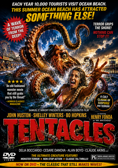 TENTACULES  (1977) (15) John Huston, Shelley Winters, Bo Hopkins, Cesare Danova, Delia Boccardo, and Henry Fonda - PUBLIC DOMAIN DVD ONLY NO CASE