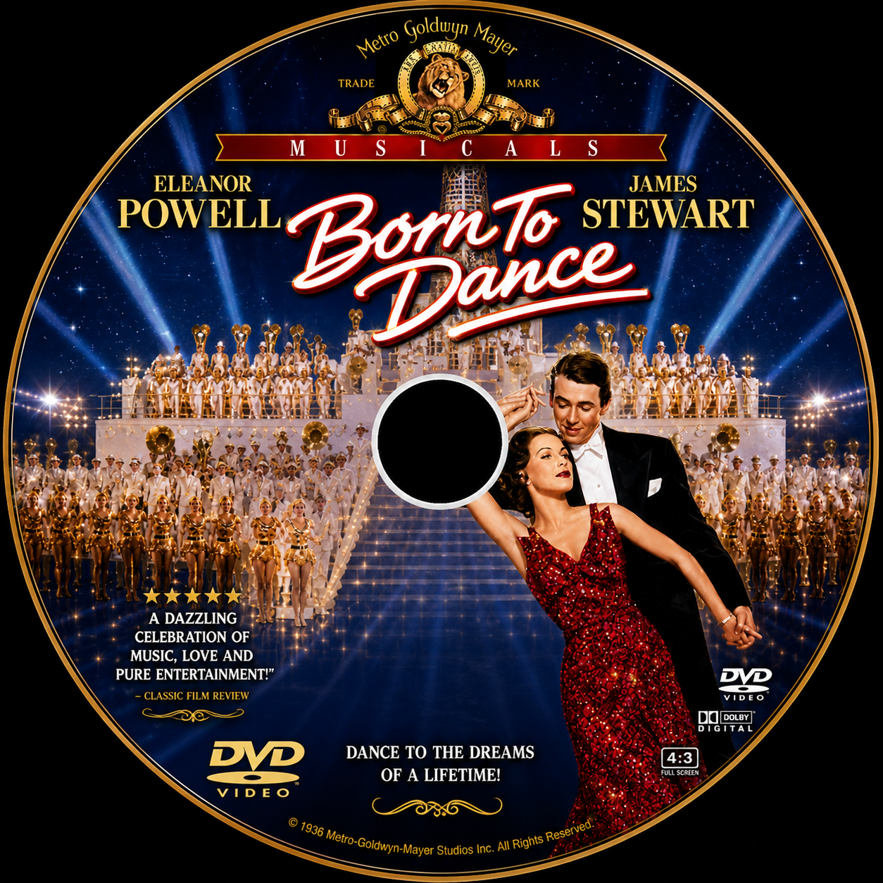 BORN TO DANCE (1936) Eleanor Powell,James Stewart, Public Domain DVD NO CASE