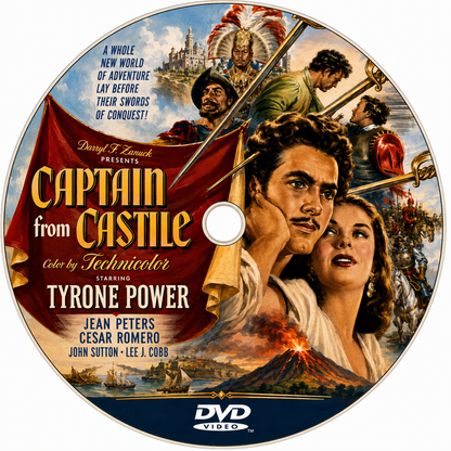CAPTAIN FROM CASTILE (1947) Tyrone Power, Jean Peters, Cesar Romero - Public Domain Movie DVD NO CASE