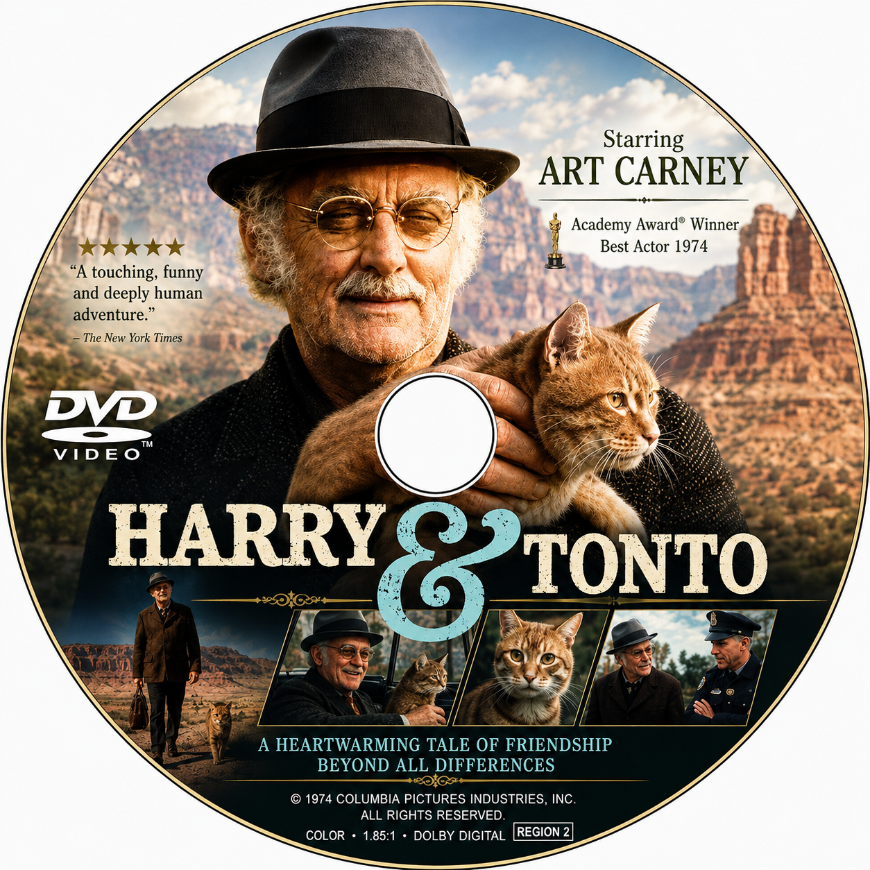 HARRY & TONTO (1974) Art Carney, Ellen Burstyn, Geraldine Fitzgerald, Larry Hagman, Chief Dan George, Melanie Mayron, Josh Mostel - DVD NO CASE