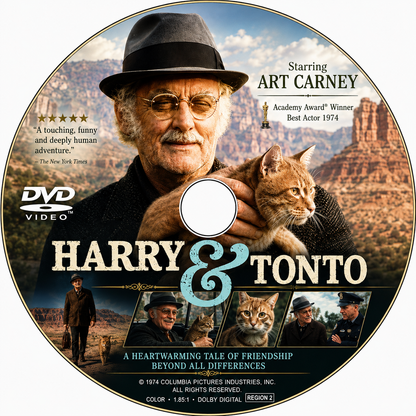 HARRY & TONTO (1974) Art Carney, Ellen Burstyn, Geraldine Fitzgerald, Larry Hagman, Chief Dan George, Melanie Mayron, Josh Mostel - DVD NO CASE