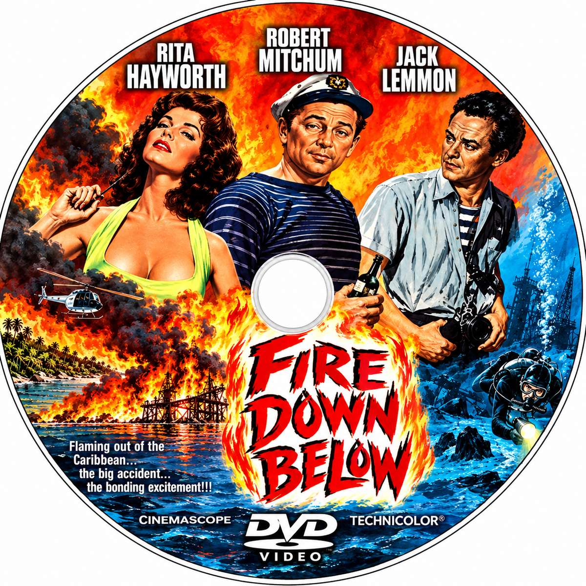 FIRE DOWN BELOW (1957)  Jack Lemmon, Robert Mitchum, - Public Domain DVD NO CASE