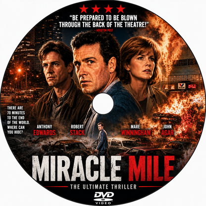 MIRACLE MILE (1988) Anthony Edwards, Mare Winningham, John Agar - Public Domain Movie DVD NO CASE