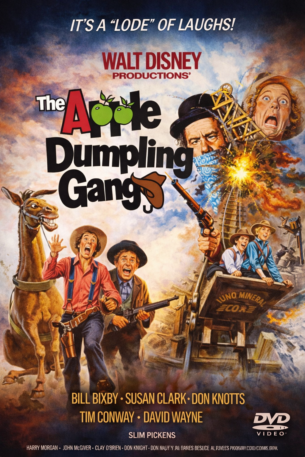 THE APPLE DUMPLING GANG (1975) Bill Bixby, Susan Clark, Don Knotts, Tim Conway, Harry Morgan, Slim Pickens and John McIntire. - Public Domain Movie DVD NO CASE