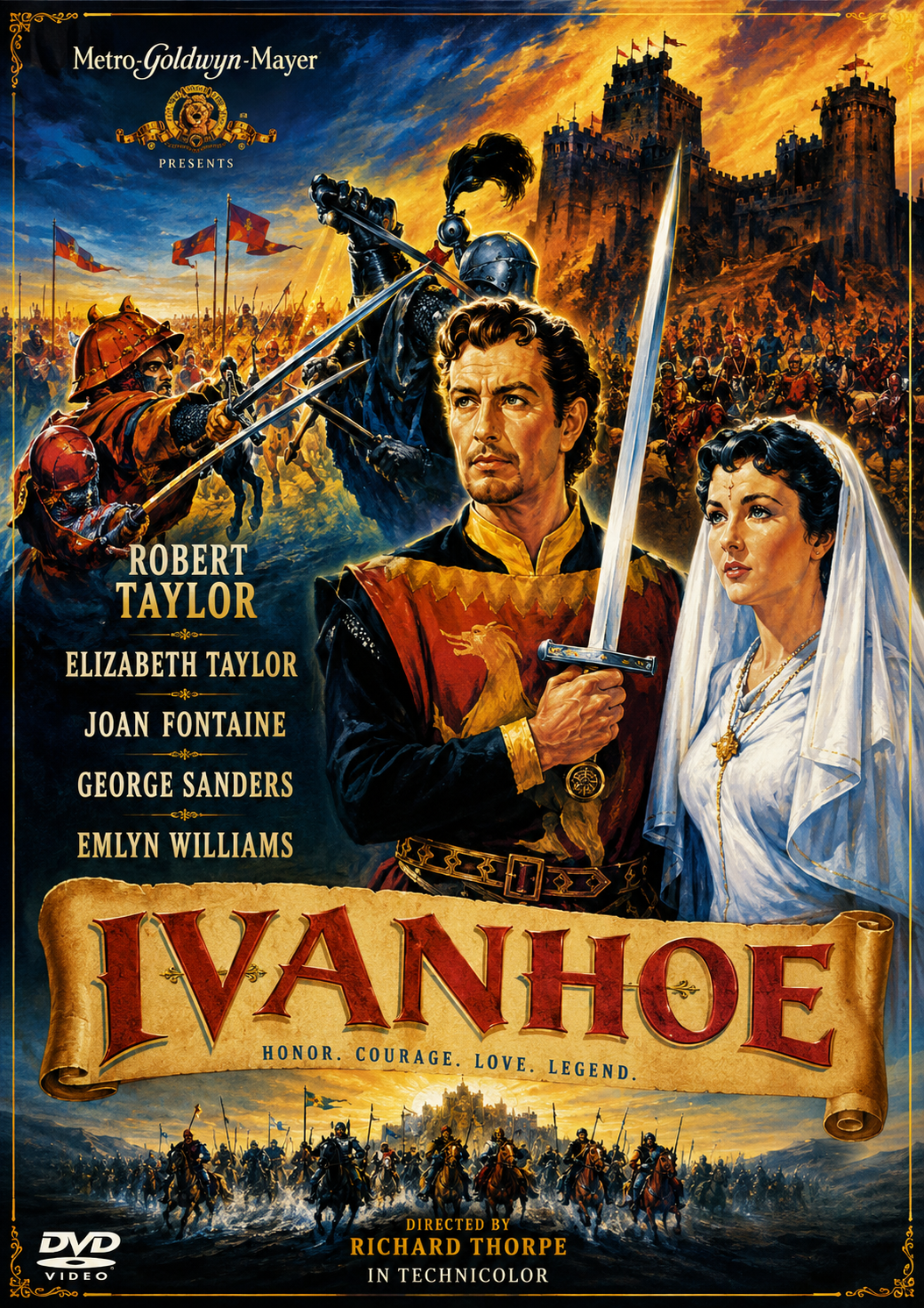IVANHOE (1952) Robert Taylor, Elizabeth Taylor, Joan Fontaine, George Sanders and Emlyn Williams  - DVD NO CASE