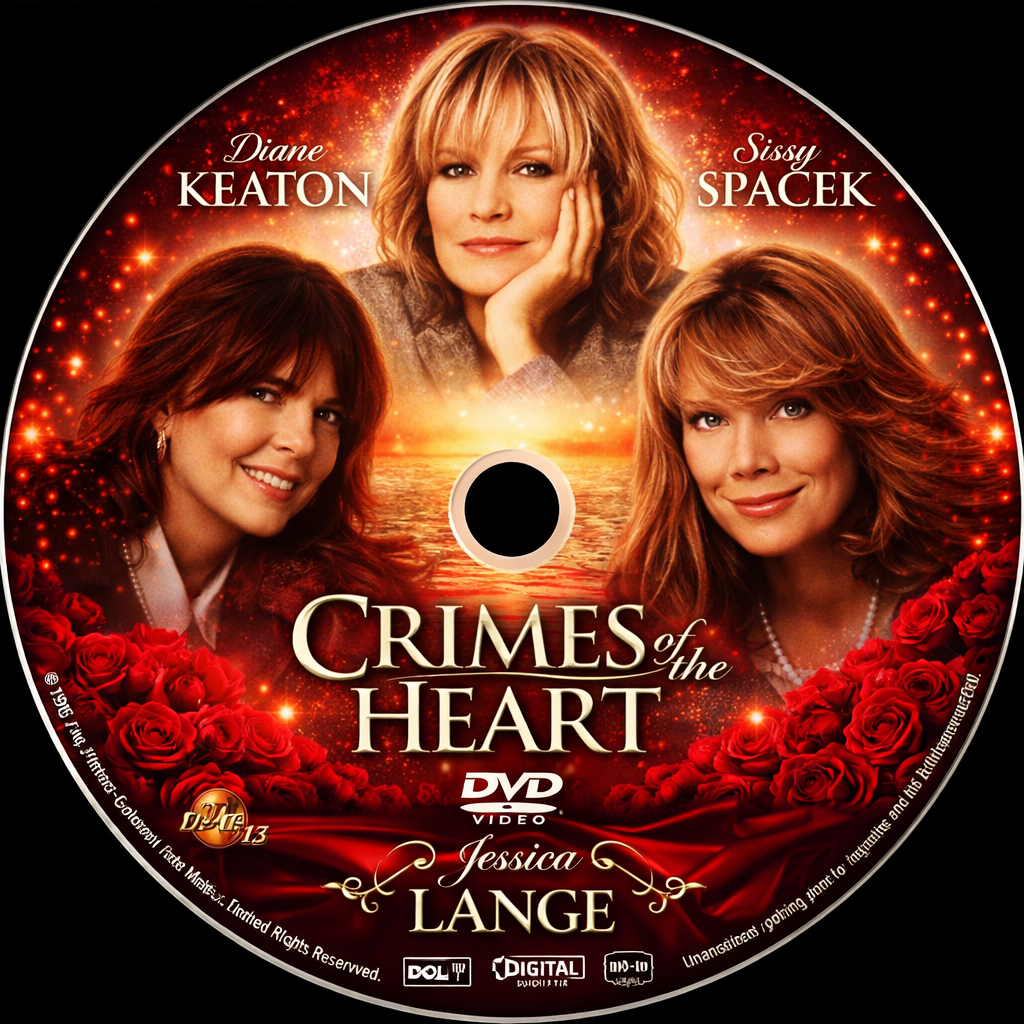 CRIMES OF THE HEART (1986) Diane Keaton, Jessica Lange, Sissy Spacek, Sam Shepard, Tess Harper - Public Domain Movie DVD NO CASE