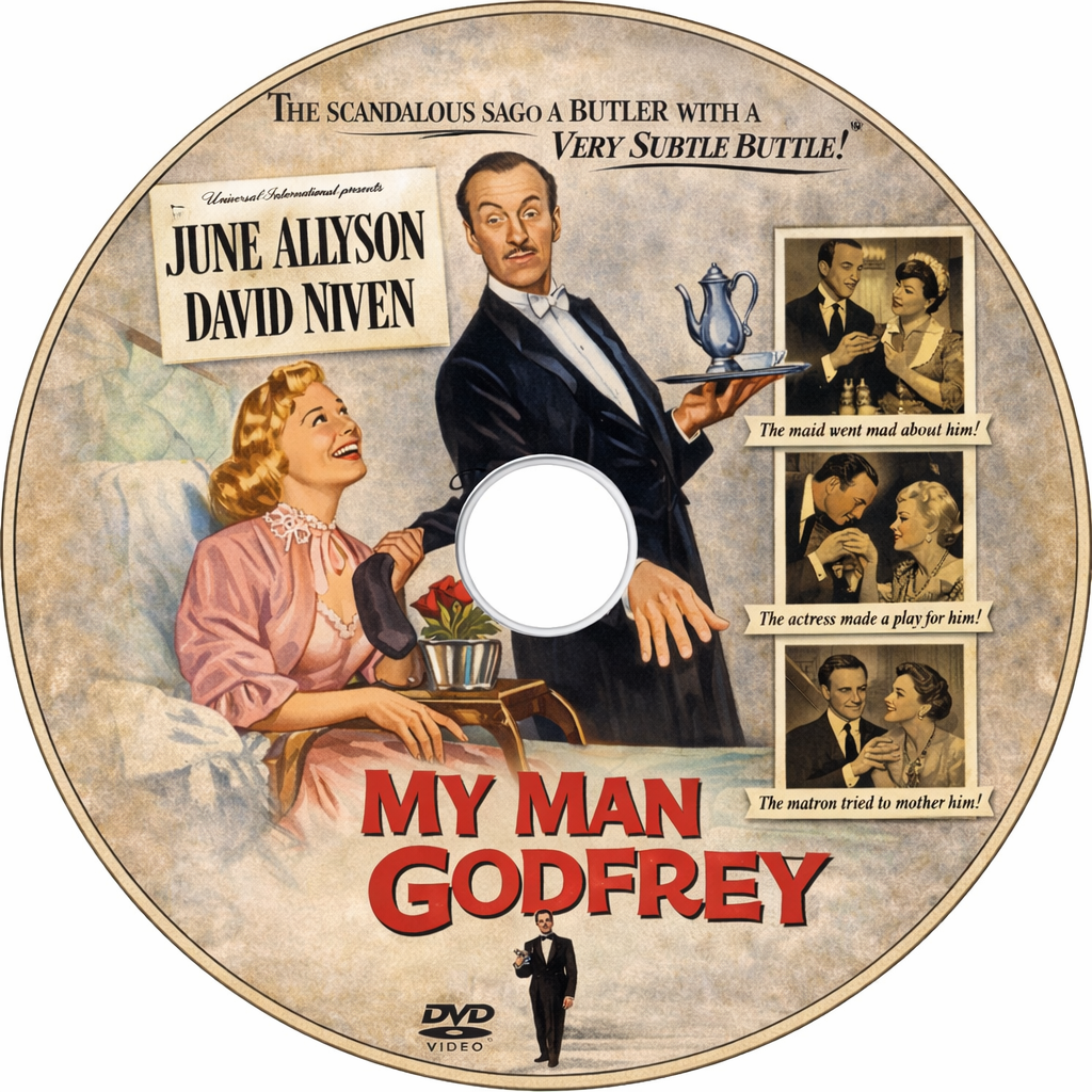MY MAN GODFREY (1957) David Niven,June Allyson - Public Domain DVD NO CASE