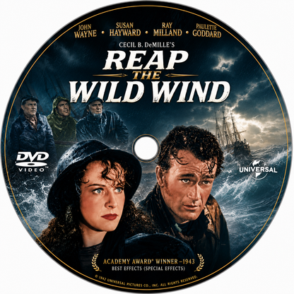 REAP THE WILD WIND (1942) John Wayne, Ray Milland, Paulette Goddard, Raymond Massey, Lynne Overman, Robert Preston, Susan Hayward - DVD NO CASE