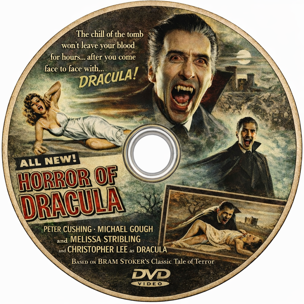 HORROR OF DRACULA (1958) Peter Cushing, Public Domain DVD NO CASE