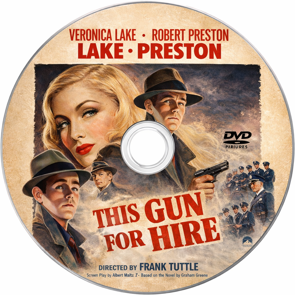 THIS GUN FOR HIRE- 1942 DVD - Alan Ladd- Public Domain DVD NO CASE