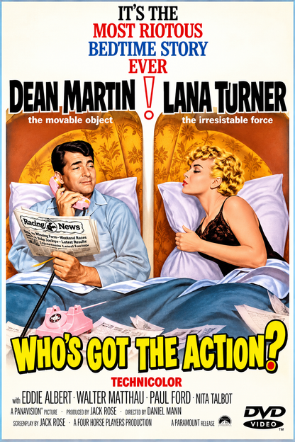 WHO'S GOT THE ACTION (1962) Dean Martin • Lana Turner • Eddie Albert • Walter Matthau • Paul Ford • Nita Talbot - PUBLIC DOMAIN DVD ONLY NO CASE