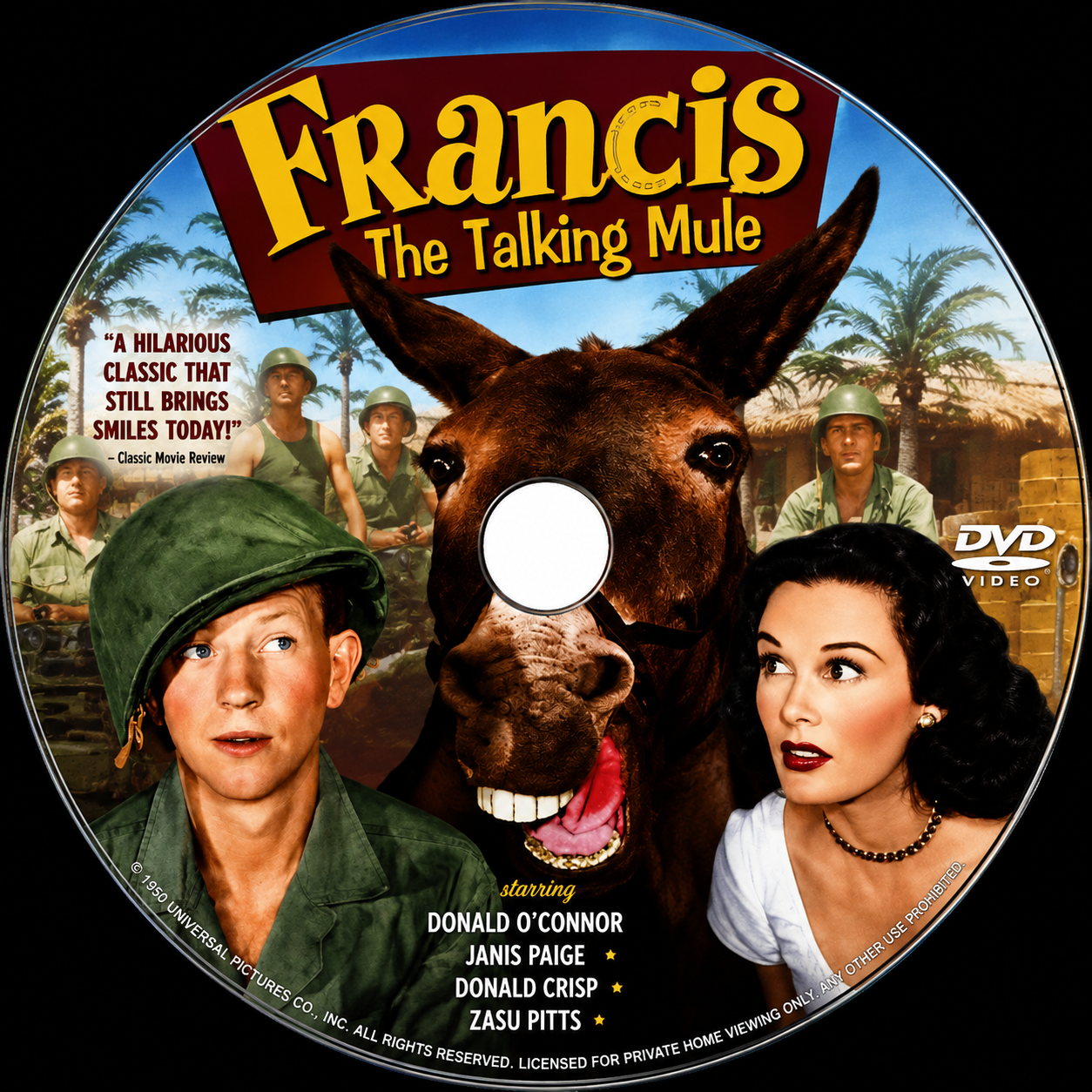 FRANCIS (The Talking Mule) (1950) - DVD - Public Domain DVD NO CASE