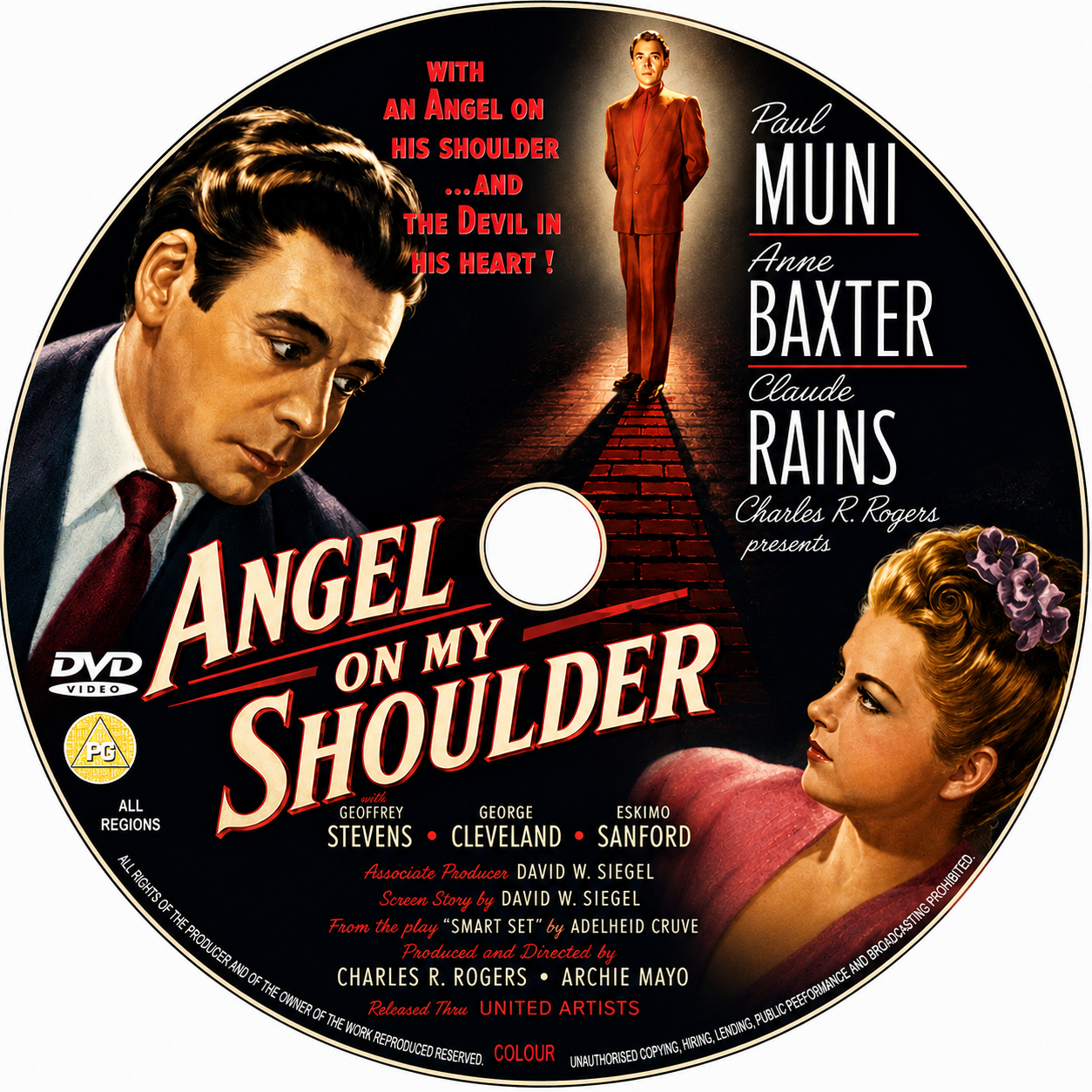 ANGEL ON MY SHOULDER (1946) Paul Muni ,Anne Baxter ,Claude Rains - Public Domain Movie DVD NO CASE