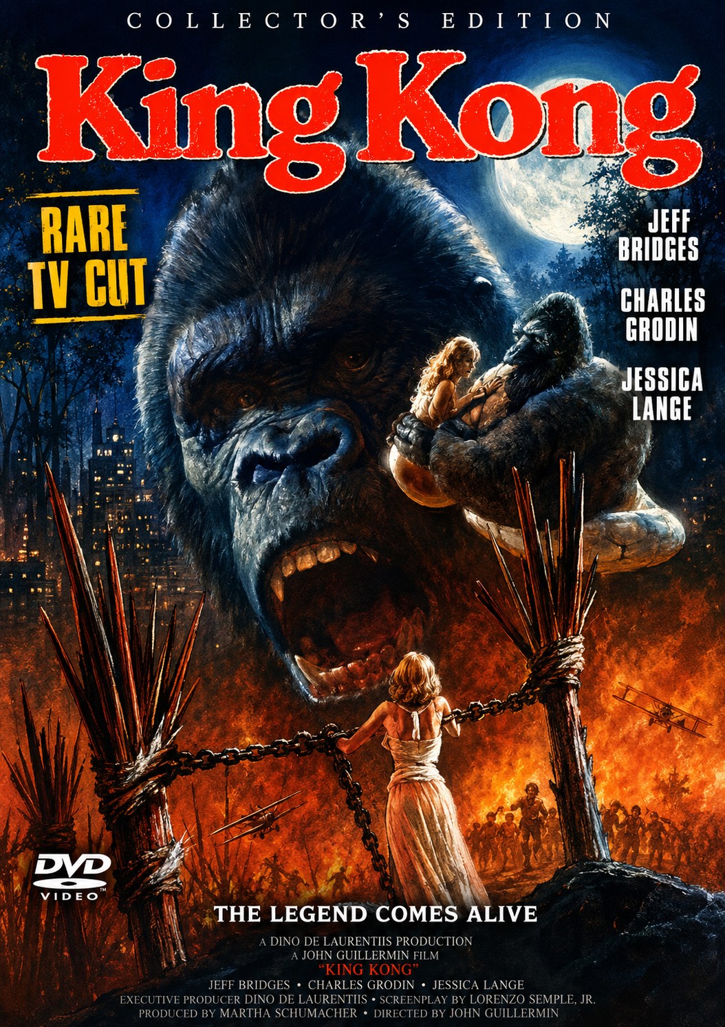 KING KONG (TV CUT) (1976) Jeff Bridges • Charles Grodin • Jessica Lange - Public Domain Movie DVD NO CASE