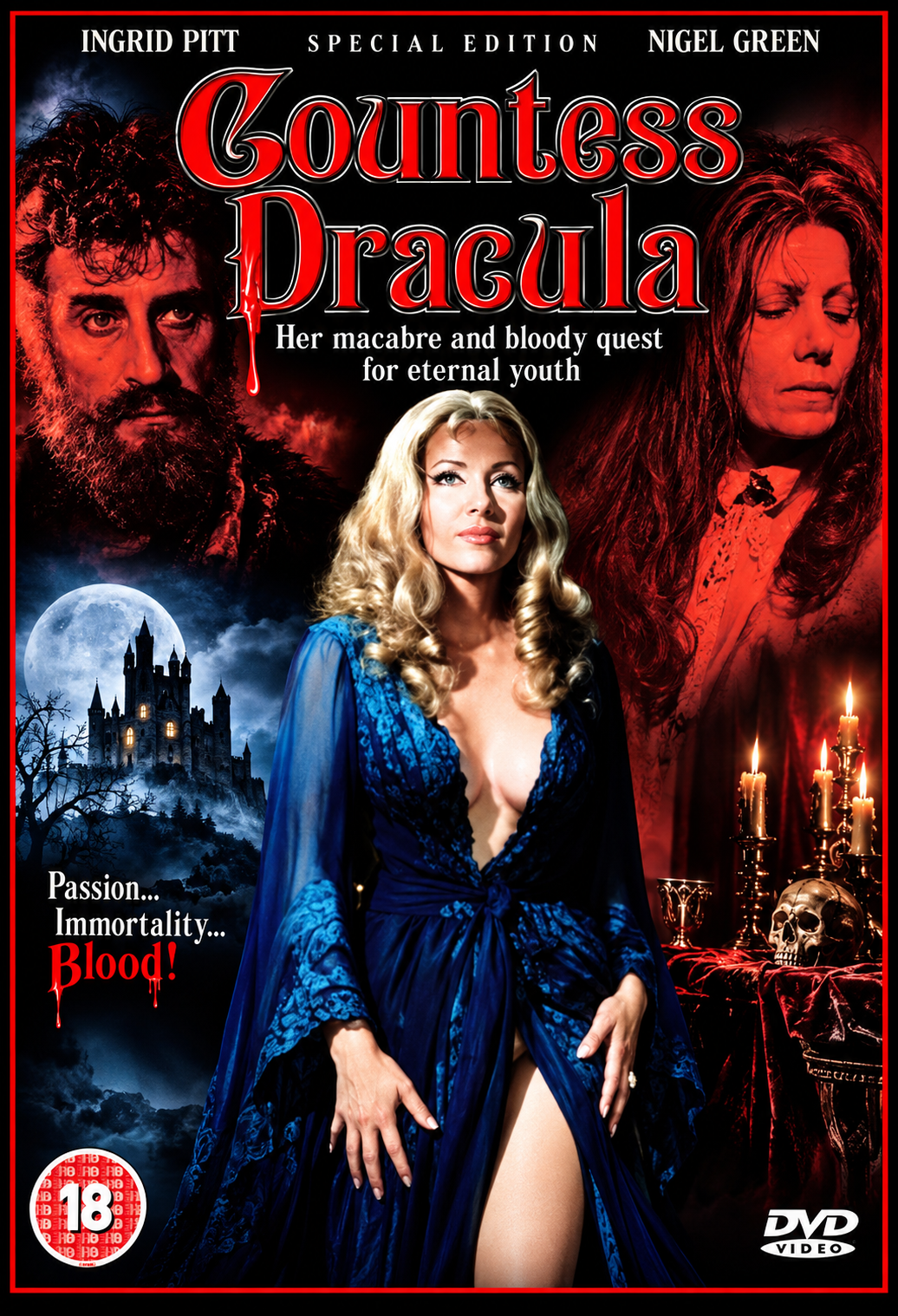 COUNTESS DRACULA (1971) Starring - Ingrid Pitt, Nigel Green, Lesley-Anne Down - Public Domain Movie DVD NO CASE