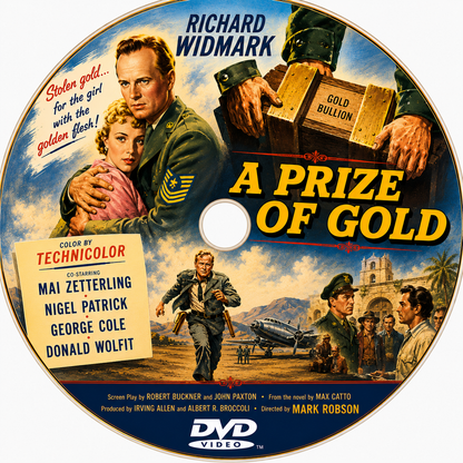 A PRIZE OF GOLD (1955) Richard Widmark, Mai Zetterling, Nigel Patrick, George Cole - Public Domain Movie DVD NO CASE