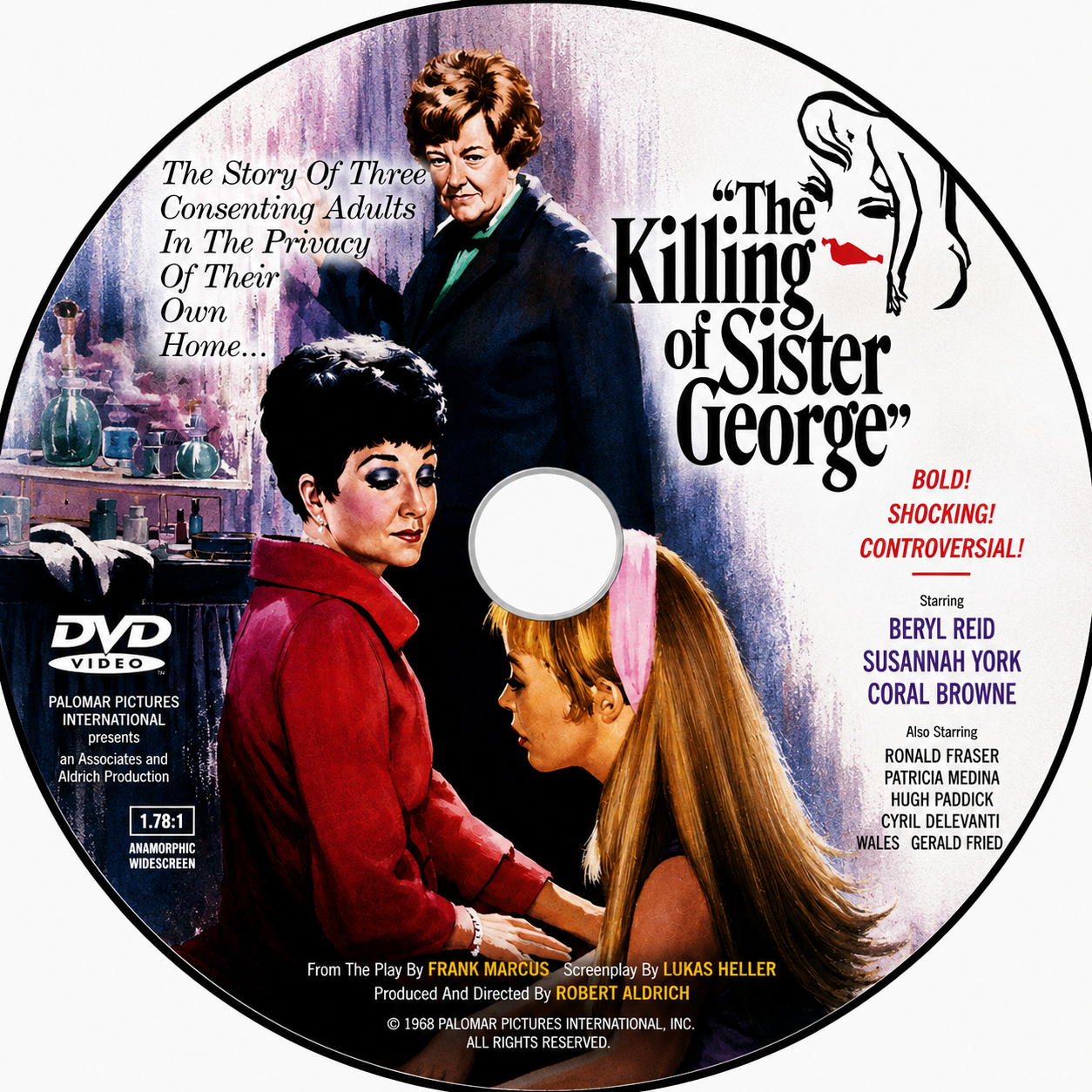 THE KILLING SISTER GEORGE (1968) Starring - Beryl Reid • Susannah York • Coral Browne • Ronald Fraser • Patricia Medina • Hugh Paddick • Cyril Delevanti - Public Domain Movie DVD NO CASE