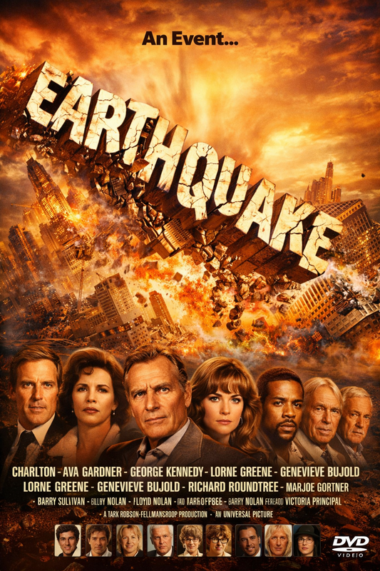 EARTHQUAKE (1974) RARE TV CUT - Starring - Charlton Heston, Ava Gardner, George Kennedy - Public Domain DVD NO CASE