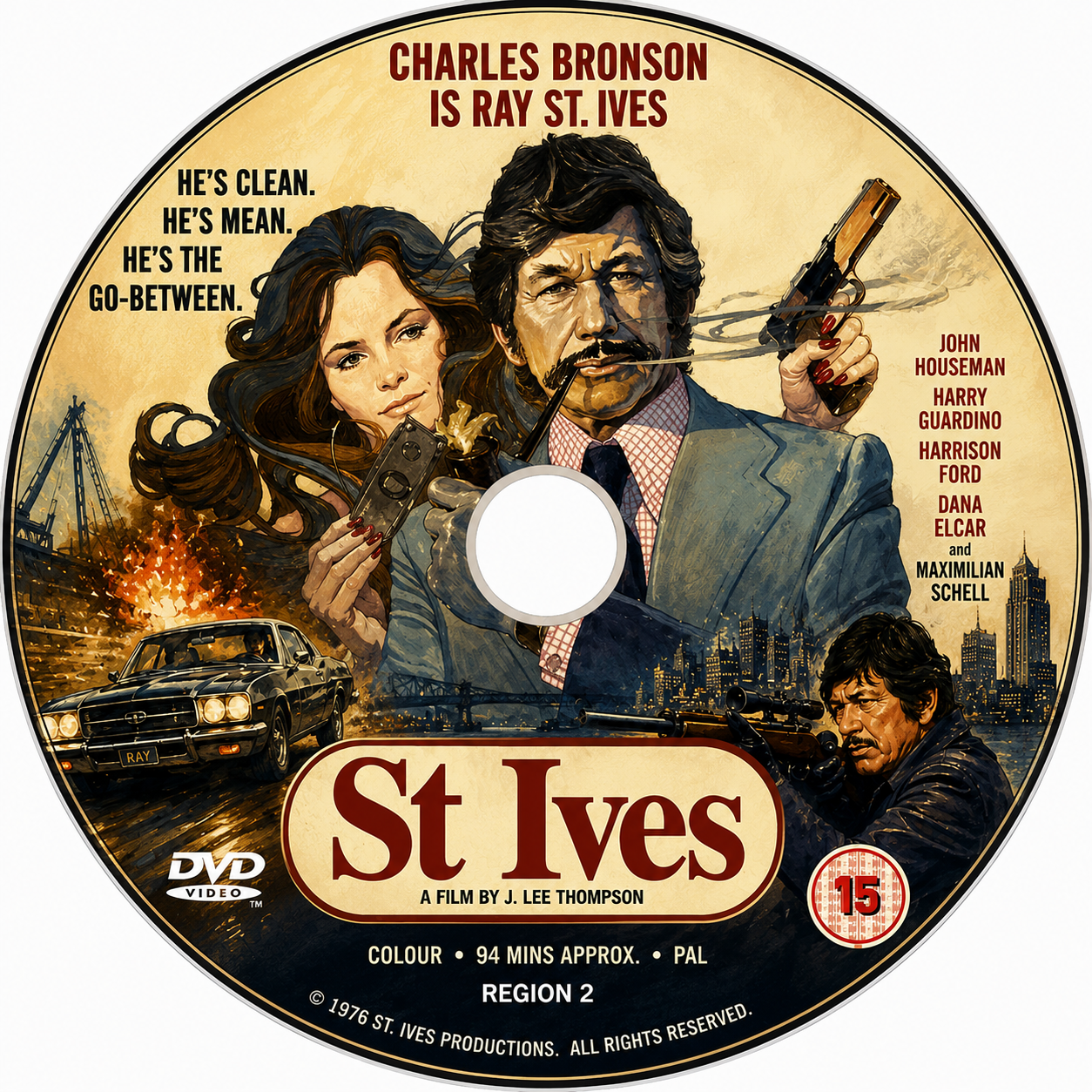 ST. IVES (1976) Charles Bronson, John Houseman, Jacqueline Bisset, Maximilian Schell, Harry Guardino ,Dana Elcar ,Michael Lerner - Public Domain Movie DVD NO CASE