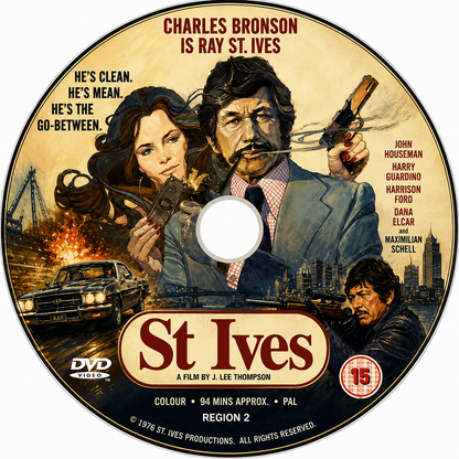 ST. IVES (1976) Charles Bronson, John Houseman, Jacqueline Bisset, Maximilian Schell, Harry Guardino ,Dana Elcar ,Michael Lerner - Public Domain Movie DVD NO CASE