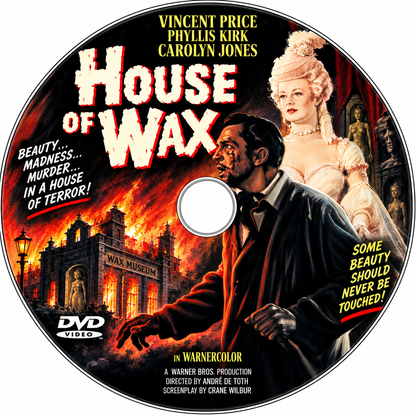 HOUSE OF WAX (1958) Starring - Vincent Price, Frank Lovejoy, Phyllis Kirk, Carolyn Jones &amp; Paul Picerni• DVD NO CASE