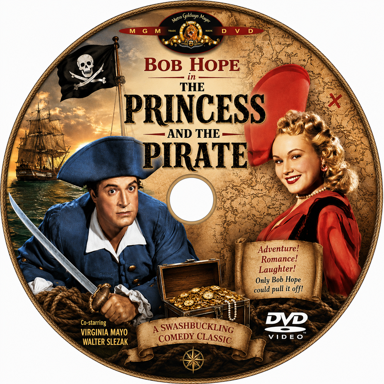 THE PRINCESS AND THE PIRATE (1944) Bob Hope, Dorothy Lamour, Peter Lorre, Lon Chaney Jr., Alan Ladd and Bing Crosby - Public Domain Movie DVD NO CASE
